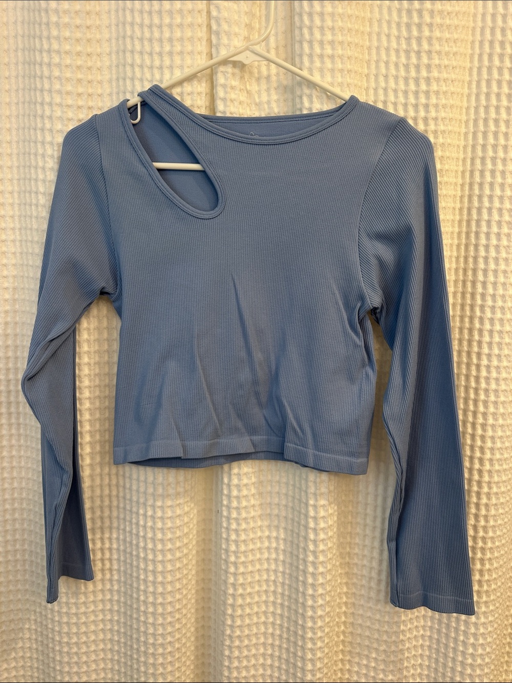 Women’s Asymmetric Cutout Long Sleeve Top - Dusty Blue